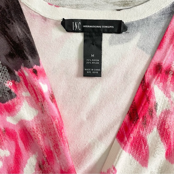 INC INTERNATIONAL CONCEPTS Floral Sequined Long Sleeve Cardigan Sweater - Picture 6 of 7